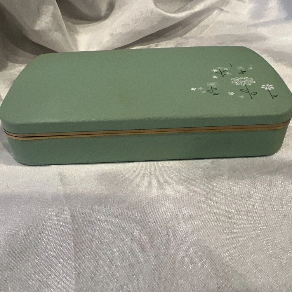 Farrington Vintage Clamshell Jewelry Case 60s Travel USA Classic Green 6.5